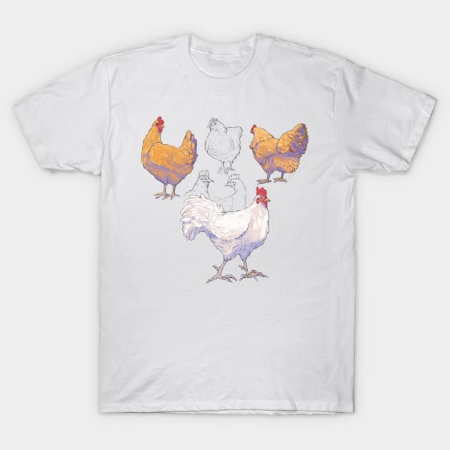 Weird Chicken Sketches T-Shirt by INOGArt